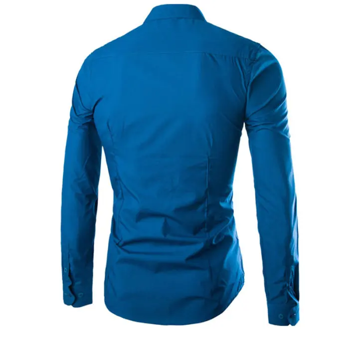 Модная демисезонная Мужская Рабочая Рубашка с длинным рукавом, одноцветная, легкая в уходе, против морщин, мужская повседневная рубашка, M-3XL, EIG88