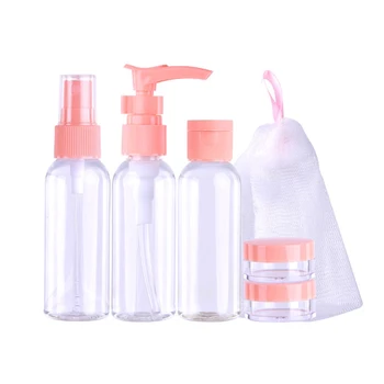 

5 PCS Empty 50ml Clear Fine mist Atomizer bottle Spray Refillable Perfume (3 Spray bottle + 1 Cream Case+1 mesh bag)