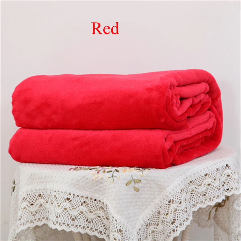 King size 200x230 см однотонное белое одеяло супер мягкое теплое Коралловое флисовое покрывало одеяла покрывало для кровати/дивана/дома - Цвет: red