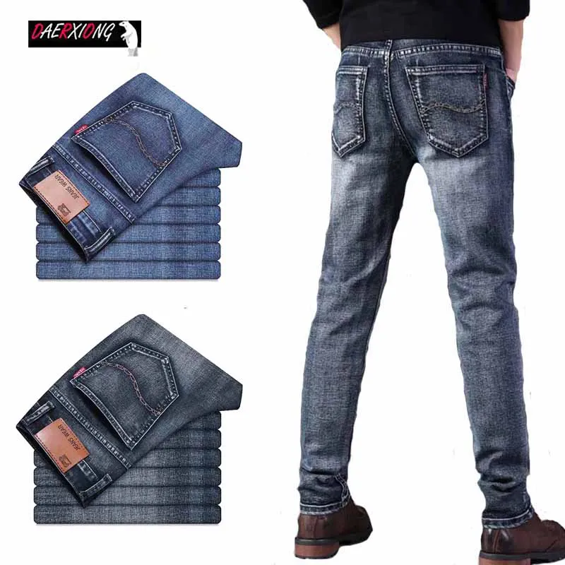 2019 Casual Jeans Men Classic Business Jeans stretch Male  Denim Trousers Straight Slim Fit Young Man Jeans Skinny Vintage Jeans