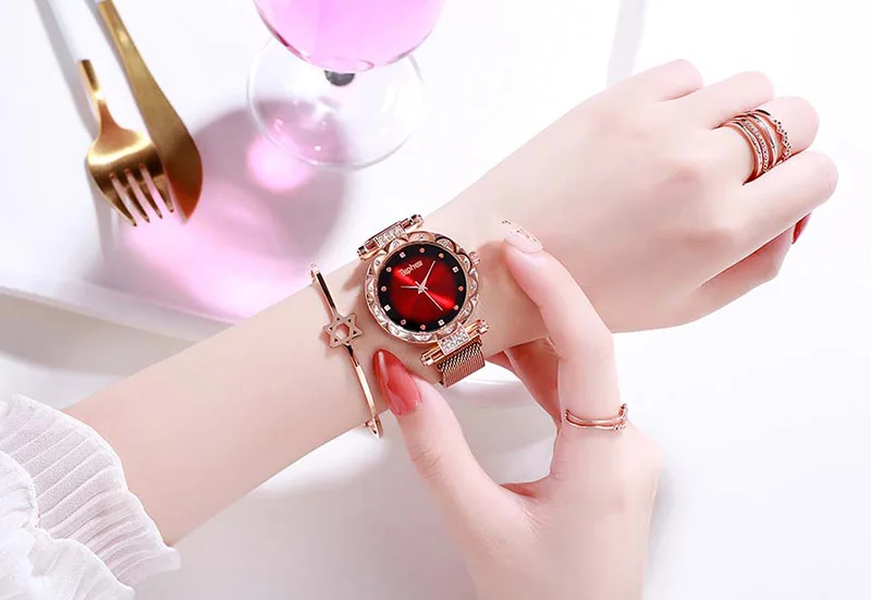 Tephea женские Роскошные Кварцевые брендовые градиентные часы из нержавеющей стали аналоговые наручные часы Relogio Feminino для дропшиппинг