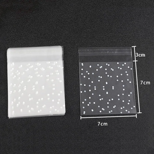 7x7cm 100 шт Пластиковый Прозрачный Целлофан горошек конфеты Подарочный мешок для печенья с DIY самостоятельно клейкий мешочек Свадьба День Рождения Вечеринка - Цвет: 7x7cm