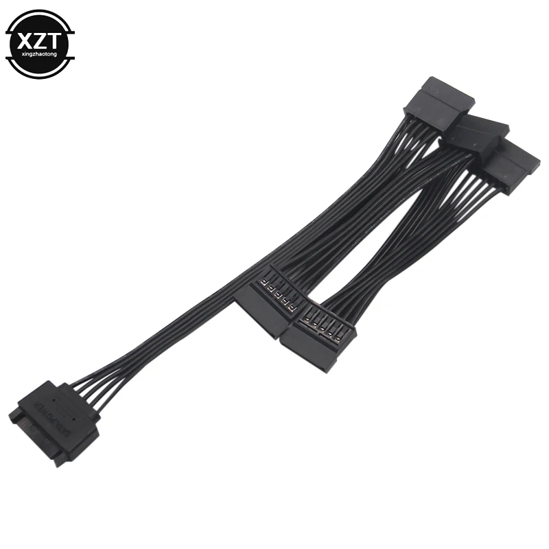 New SATA 15Pin M 1 to 5 SATA 15Pin F Hard Drive Power Supply Splitter Cable Cord for DIY PC Sever 15-pin Power Adapter 60CM,power adapter,power cable,sata power cable