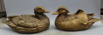 

JP S0524 12" China Chinese Copper Feng Shui Folk Mandarin Duck Statue Sculpture Pair