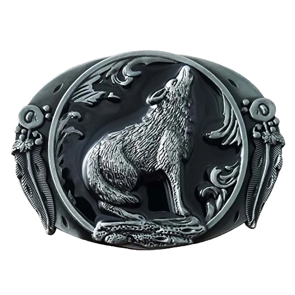 Vintage Belt Buckle Suitable for 3.6-3.9cm belt Wolf Howl Totem Cowboy Western Belt Buckle Men's Gift 