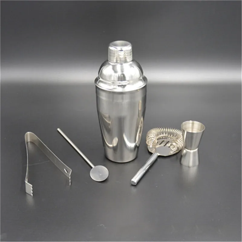 5Pcs/Kit Mixer Drink Bartender Stainless Steel Drink Cocktail Shaker
