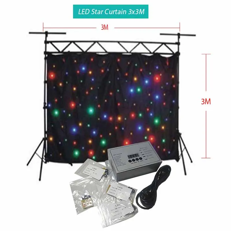 Stage Backdrop Curtain RGBW LED Star Curtain Light 3x3M White:Blue:Green:Red:Yellow DMX SMD5050 LED Velvet Background Curtain