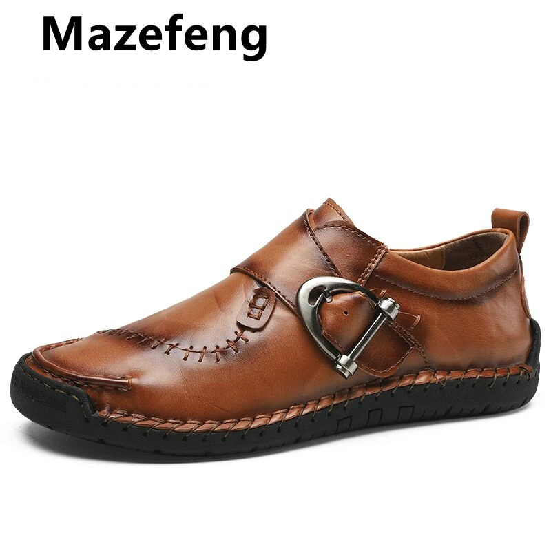 

New High Quality Split Leather Men's Shoes Handmade Men Loafers Non-slip Flats Comfortable Dress Shoes Casual Shoes Big size 48