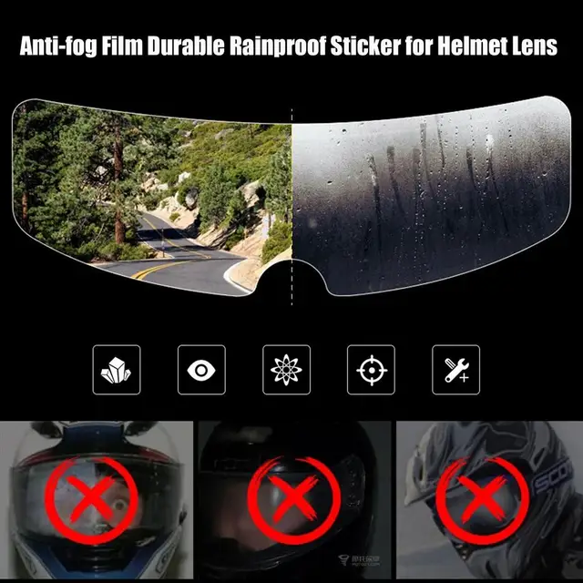 Amdohai Film de protection universel anti-buée et anti-pluie pour casque,  film anti-buée pour visière de casque, autocollant de protection pour  lentille 