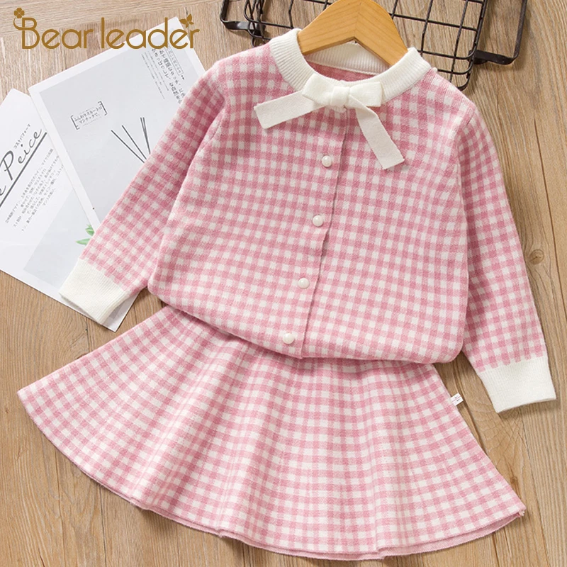 Prix Ours Leader filles robe nouveau hiver robe de princesse doux Plaid fille robes robe de soirée tricoté doux enfants enfants vêtements 3 7Y