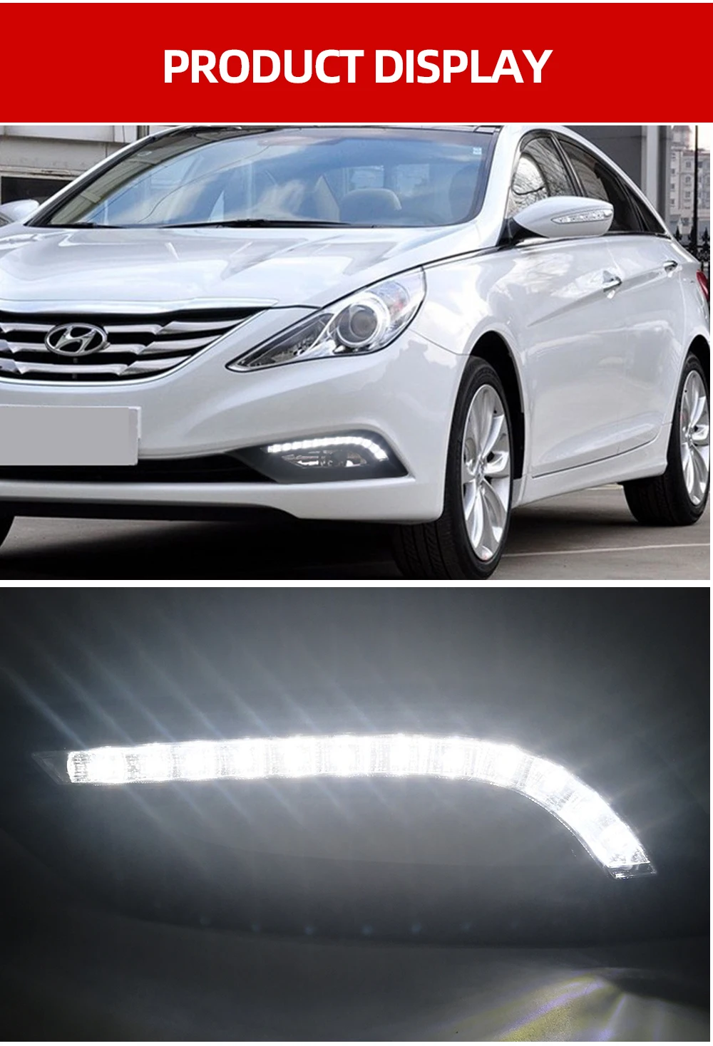 Автомобильный мигающий 2 шт. 12 В светодиодный DRL для hyundai I45 Sonata 2011 2012 2013 дневные ходовые огни для вождения Sonata 8 противотуманная фара