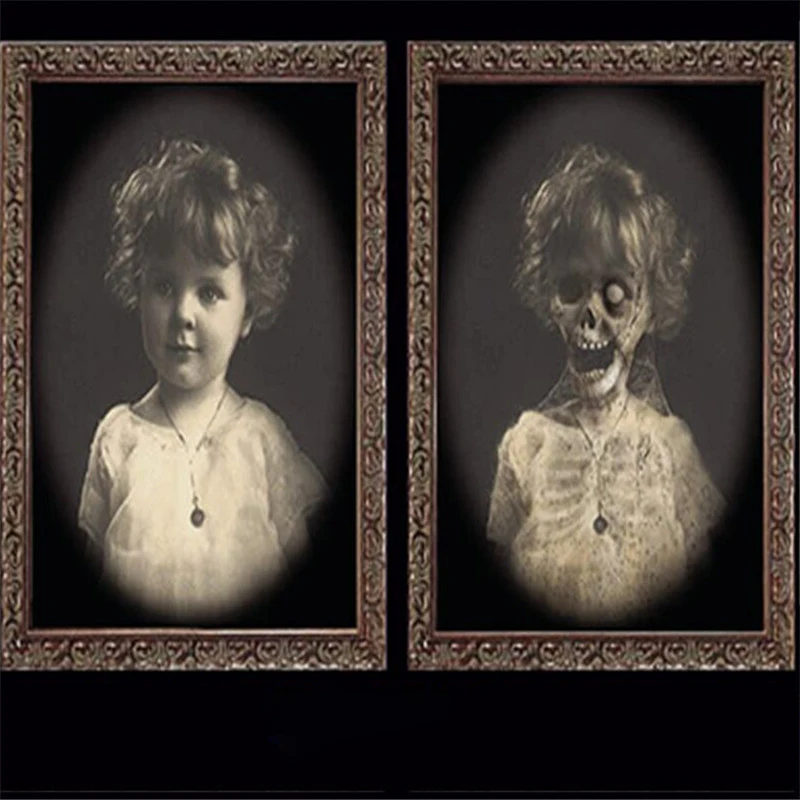Hallow kids Toys 3D Ghost Photo Frame Horror Pictures Frame Changing Face Ghost Halloween Party Decor Halloween Decoration Props