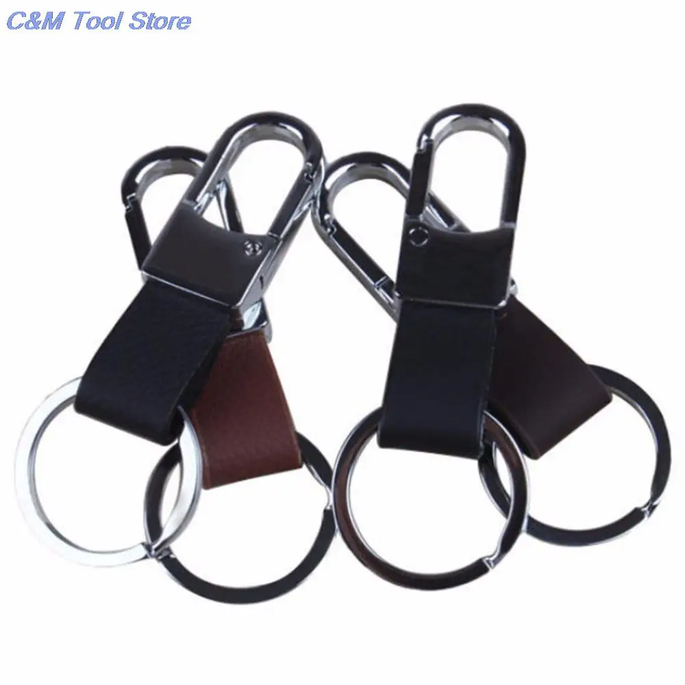 1PCS New Men's Faux Leather Strap Keyring Keychain Auto Key Chain Ring Clip Holder Brown Black Color |