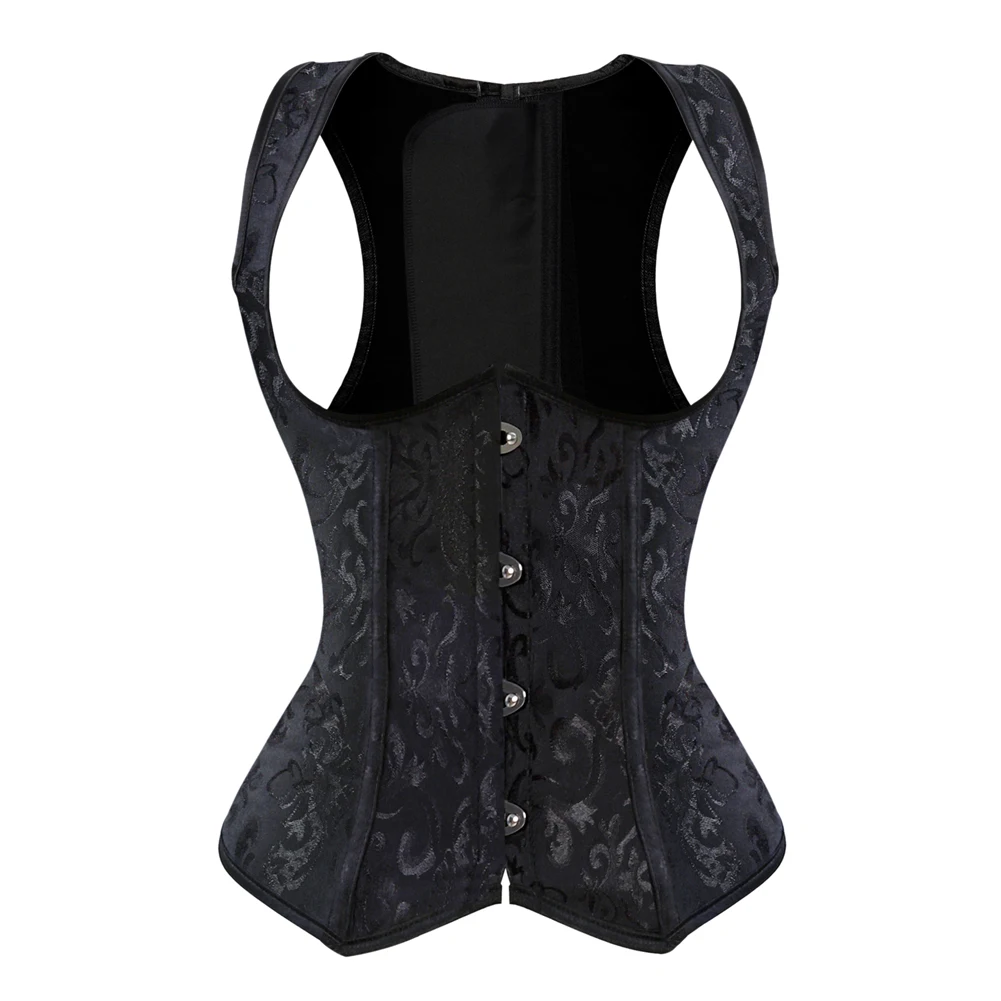 Steel Boned Corset Plus Size Underbust Corset Shoulder Straps Gothic Corset Vest Steampunk Corselet Black Purple