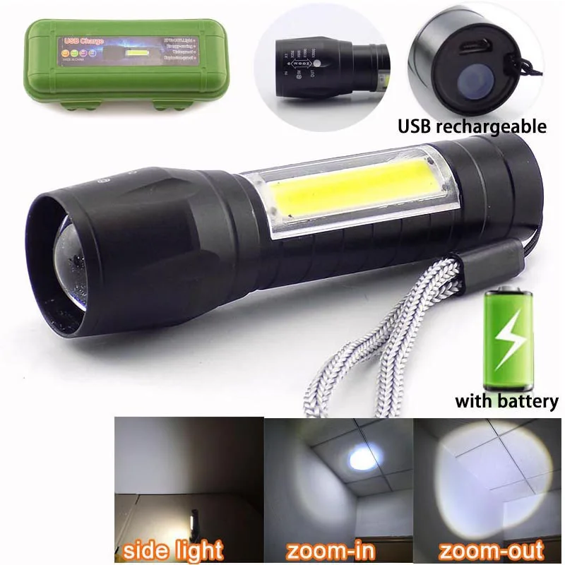 Мини-светильник высокой мощности 2 светодиодный COB Q5 ручка светильник USB linterna работа вспышка светильник фонарь перезаряжаемая батарея лампа кемпинг linternas