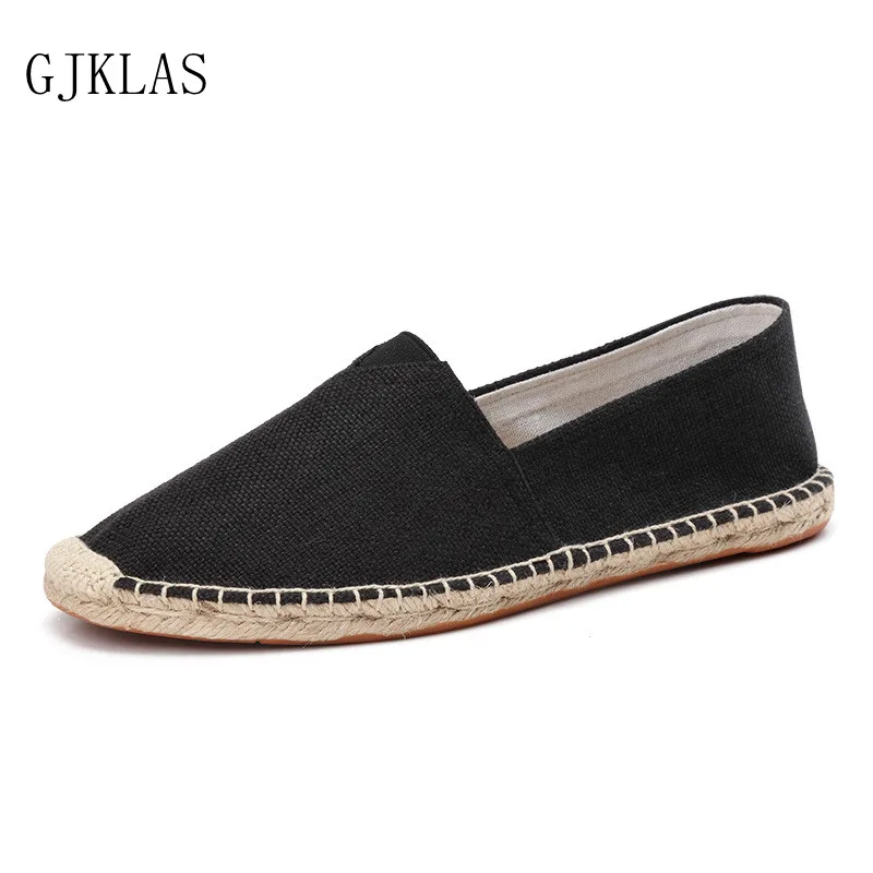 

Linen Male Casual Shoes Unisex Loafers Mens Flats Weaving Fisherman Shoes Boy Handmade Flat Espadrilles Elegant Driving Shoes