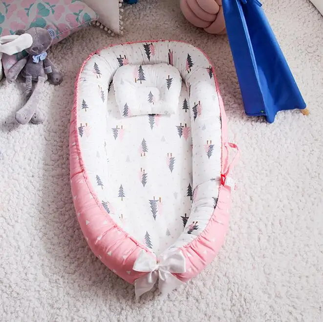 Портативная детская кроватка для новорожденных детская колыбель детская корзина хлопковая переносная детская кроватка постельное белье с подушкой YHM006 - Цвет: YHM006C