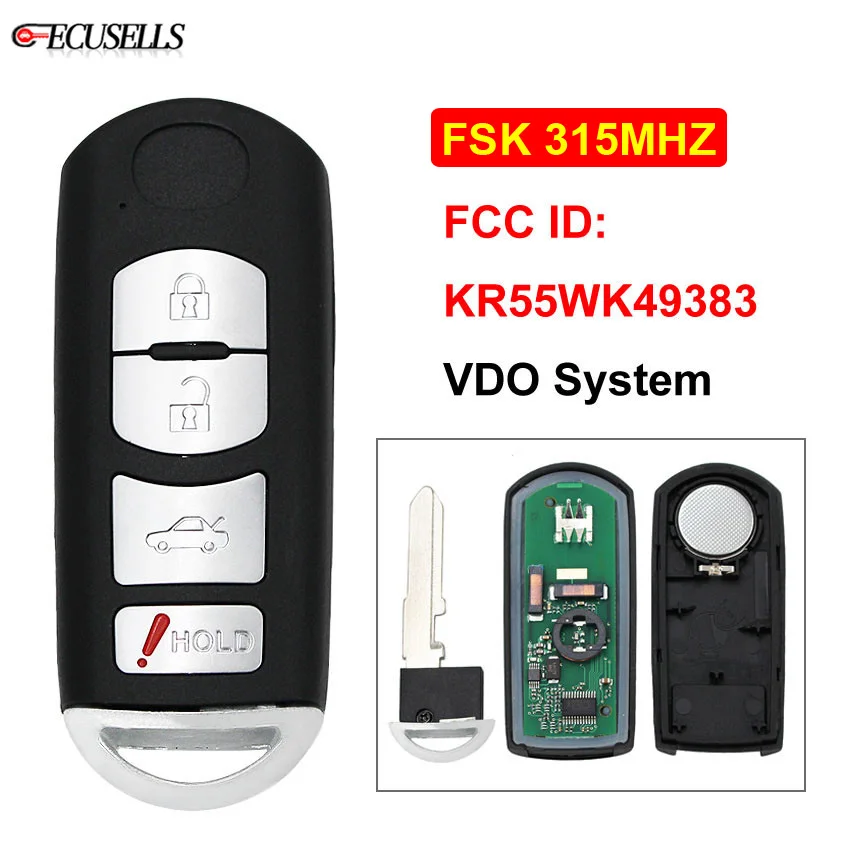 3 + 1/4 кнопка дистанционного управления Smart Prox Key FSK 315mhz VDO System FCC ID: KR55WK49383 Uncut Blade для