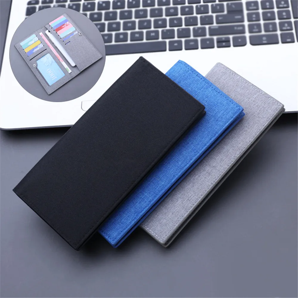 Business Wallet Men Long Purse Canvas Male Wallet And Purse Credit Card Holder Wallet Black/Blue/Gray Slim Wallet Men Winter New