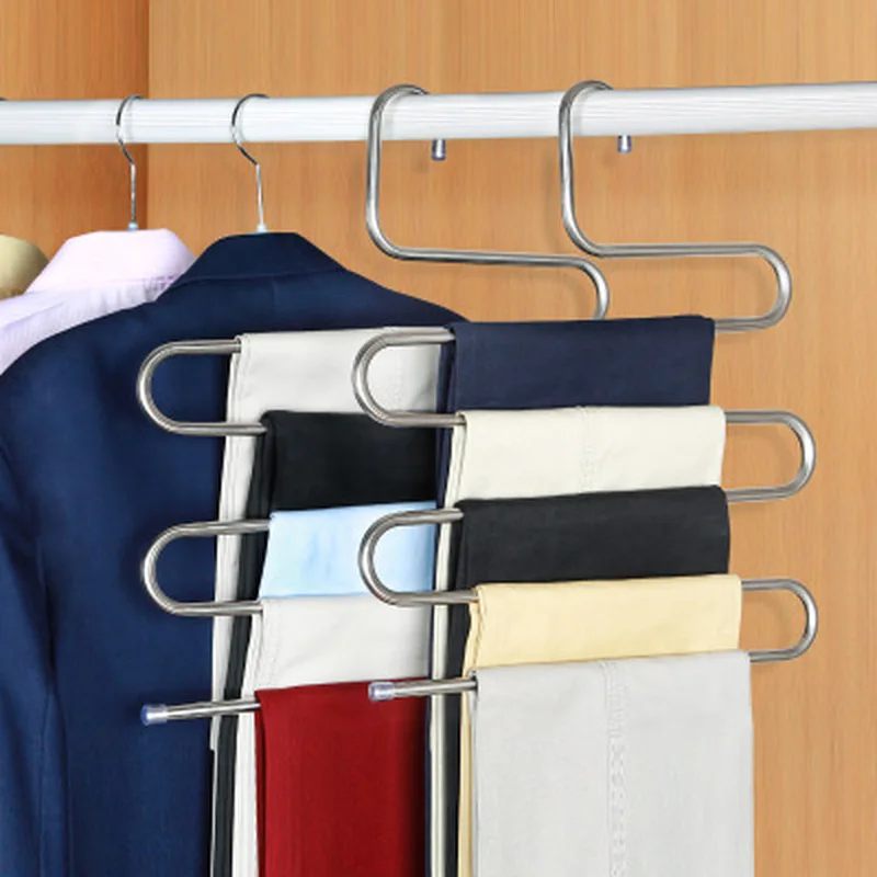 

Multi-functional S-type trouser rack clothing rack stainless steel multi-layer trouser rack traceless adult trouser hanger