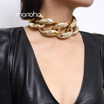 

Punk Metal Gold Color Adjustable Width Choker Necklace Contrasting Colors Adjustable Collar Necklace For Women Simple Bijoux
