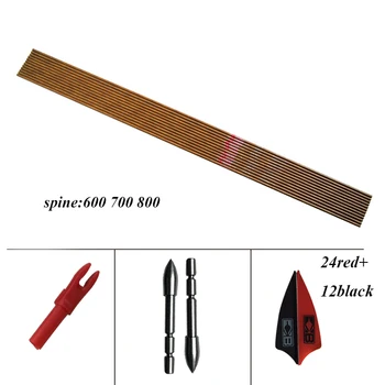 

12pcs Archery Pure Carbon Arrows Accessories wood skin ID4.2mm Vanes Nock 80gr Point Tips Recurve Bow Shooting