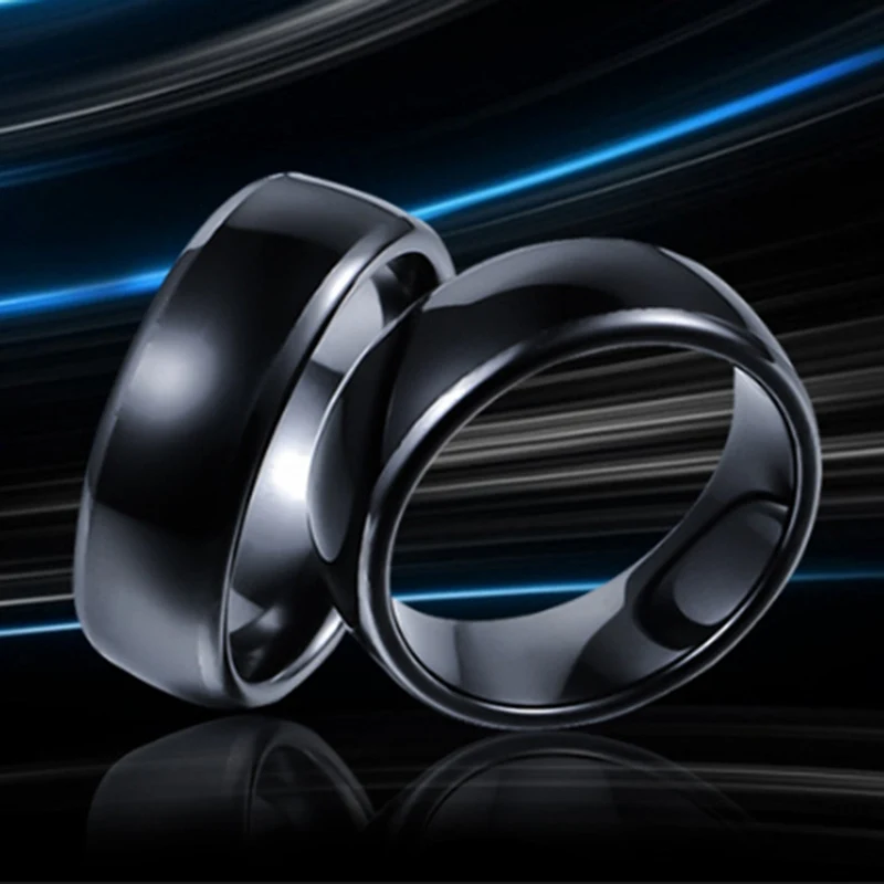 56mhz rfid black ceramics smart finger ring wear for men or