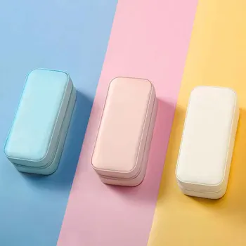 

PU Leather Rectangular Minimalist Packaging Mini Portable Desktop Ring Display For Necklaces Jewelry Box Storage Organizer Gift