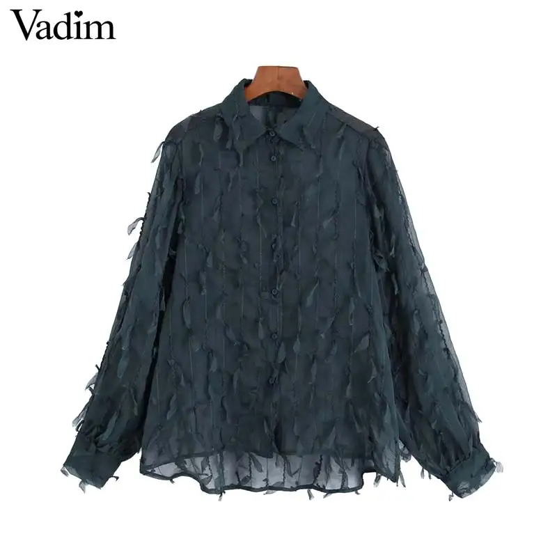 Женское элегантное платье vadim с кисточками, Лоскутная Блузка, прозрачные рубашки с длинным рукавом, женские сексуальные шикарные топы, блузы LB635