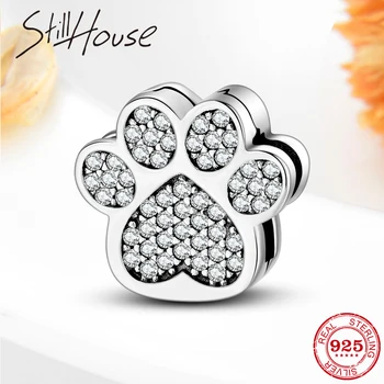 

New 925 Sterling Silver sparkling CZ Animal dog claw Shape clips Bead for jewelry making Fit Original Reflections Charm Bracelet