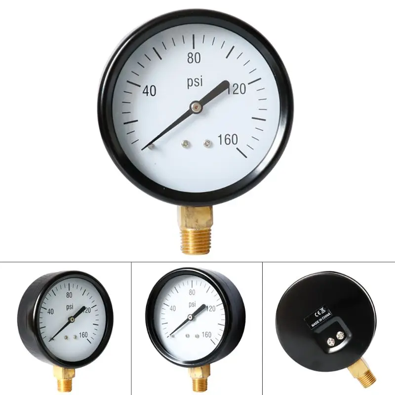 

Pressure Gauge 160 PSI 3" Diameter 1/4" NPT Bottom Mount for Air Water Oil Fluid A5YD