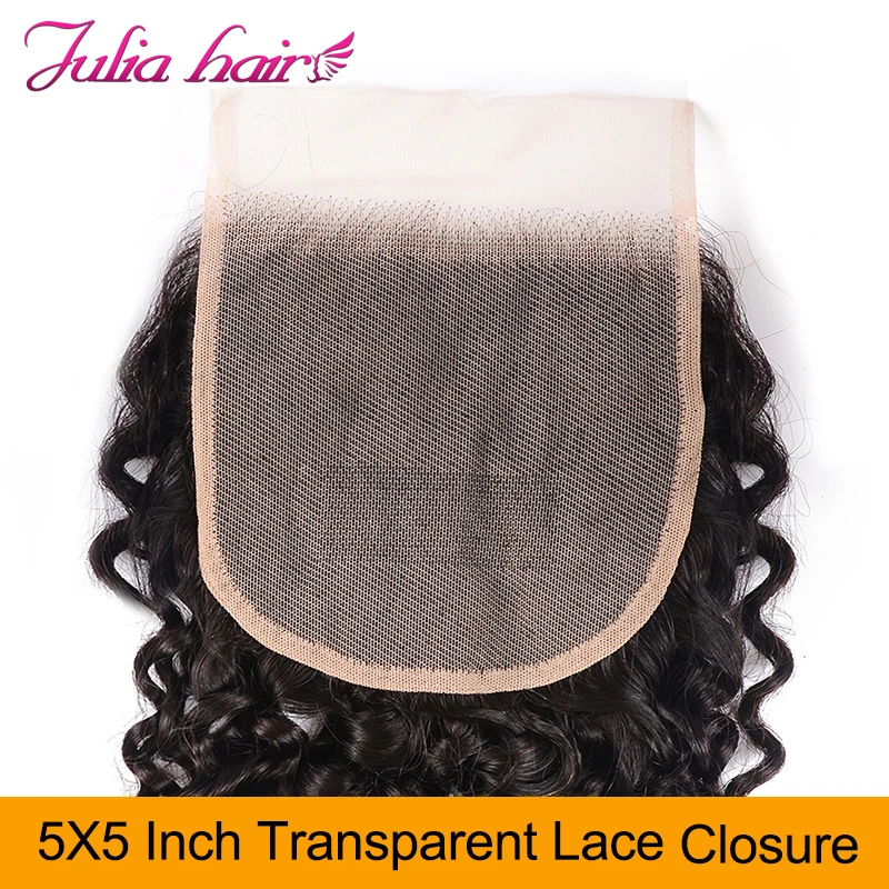 Ali Julia волосы 5*5 дюймов прозрачное кружево Закрытие малазийские вьющиеся волосы закрытие швейцарское кружево Натуральные Цветные волосы Реми