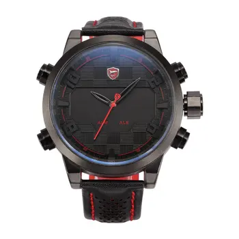 

DESH021 Leather Belt Double Display Quartz Watch Fashion Wristwatch Charming Leisure Hand Decoration Exquisite Quartz Watch