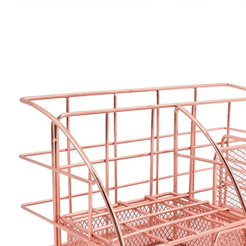 1PC Iron Art Storage Box Simple Desktop Cosmetic Document Stationary Holder For Bedroom Study Room Living Room