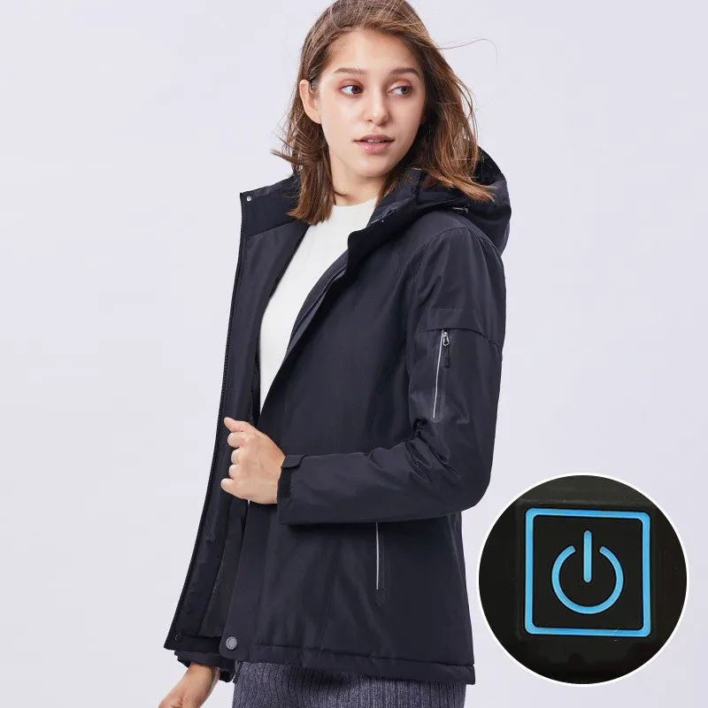 USB Heating Jackets Women's Outdoor Windproof Warm Coat Mountaineering Padded Jacket 7XL Coat Women Heated Sheet Detachable