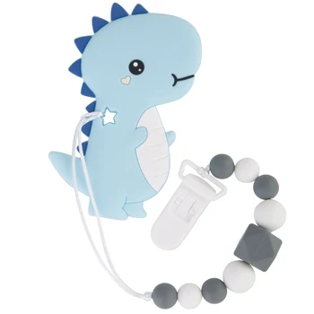 

Puseky 1pc Rodent Silicone Teether Cartoon Dinosaur Baby Teethers Teething Toy BPA Free Food Grade Silicone Teether Bead
