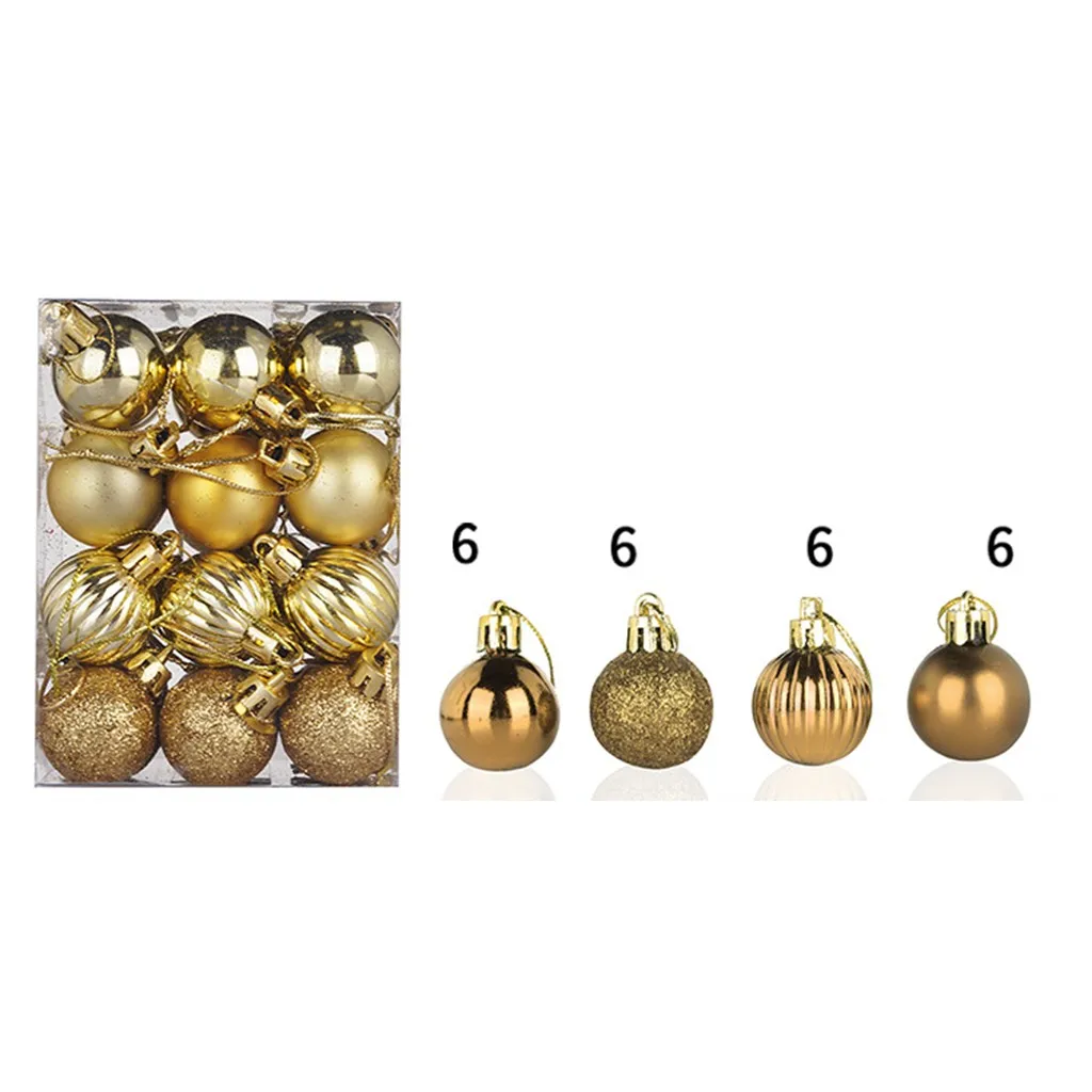 24 шт. 30 мм Рождественская елка шар-безделушка, подвесные вечерние украшения для дома, рождественские украшения для дома Navidad C301022 - Цвет: GD