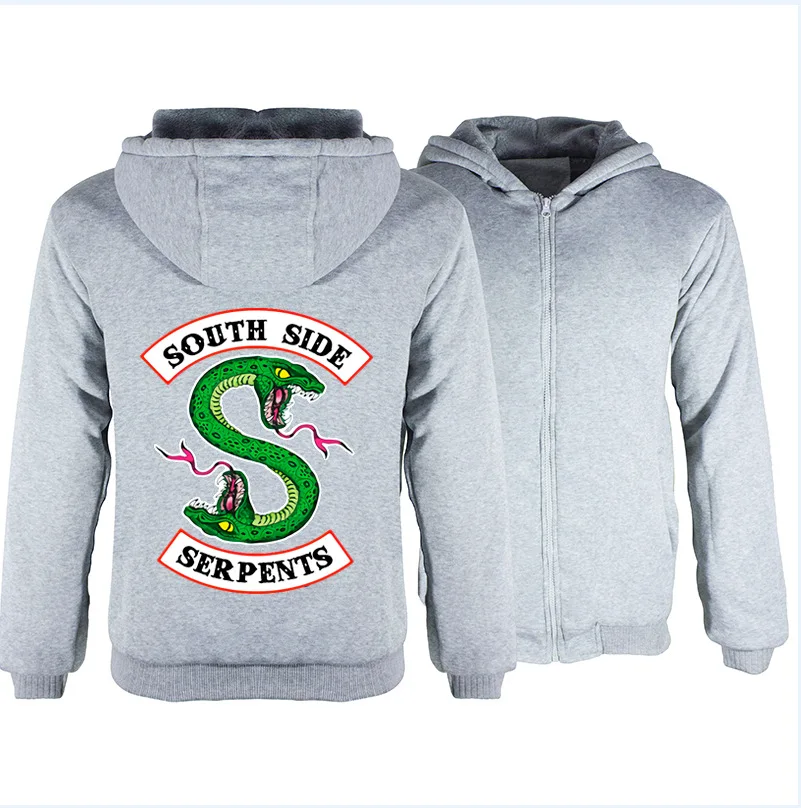 "South Side serpents" толстовки Для мужчин Off White молнии уличная одежда в стиле «хип-хоп», на мальчиков и девочек, теплые кофты Повседневное толстовка с капюшоном для детей