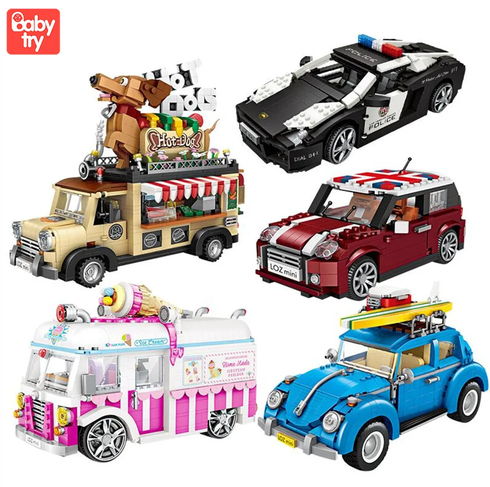 

LOZ Technic Mini Building Blocks Vehicle Assemable Educational Toys for Children Police Truck Car Bricks Toys STEM Toy Building