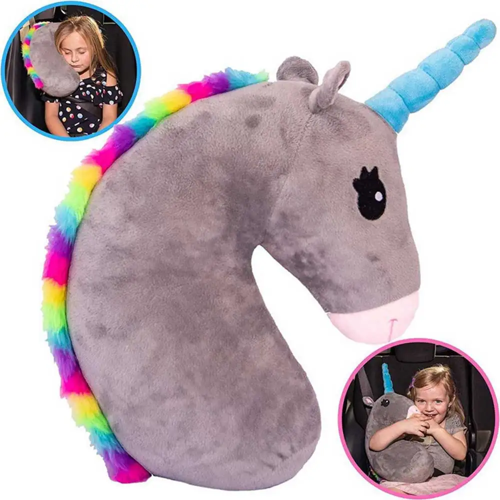 Baby Kid Travel Unicorn Pillow Children Head Neck Support Protect Car Seat Belt Pillow Shoulder Safety Strap Cute Animal Cushion 2