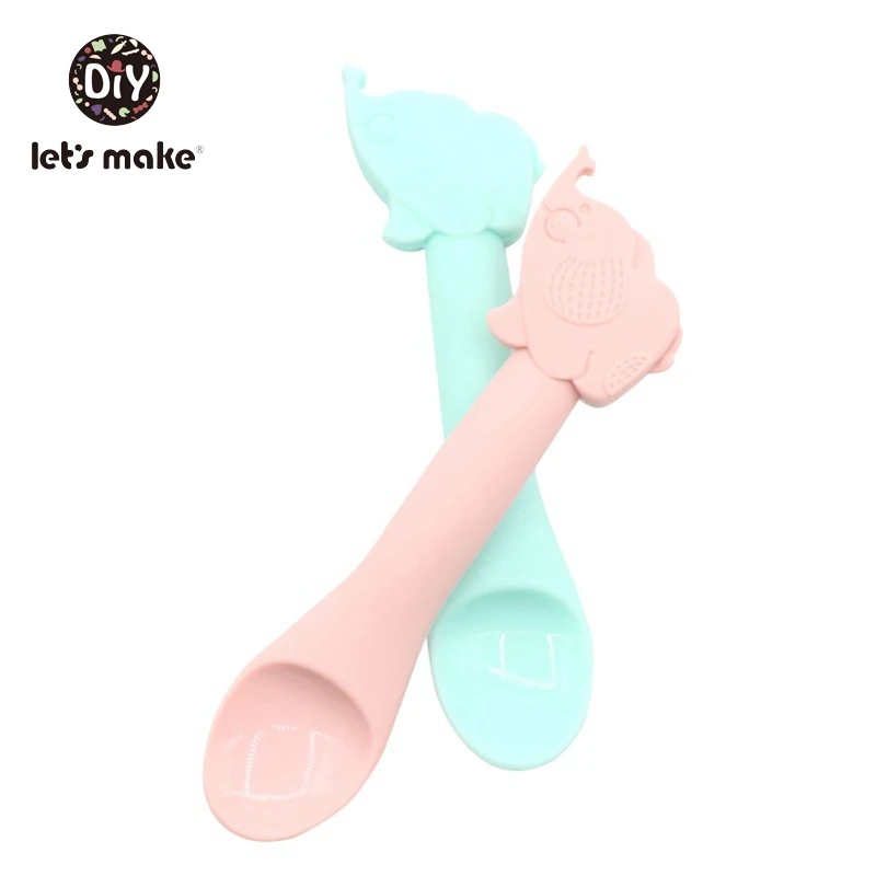 Let's Make 1PC Baby Feeding Spoons Soft Bpa Free Silicone Spoon Children Flatware Safety Kids Tableware Learning Dinnerware Tool