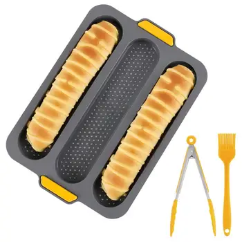 

Silicone French Bread Baking Mold Set Bread Wave Baking Tray Practical Cake Baguette Mold Pans 3 Groove Waves Bread Baking Tools