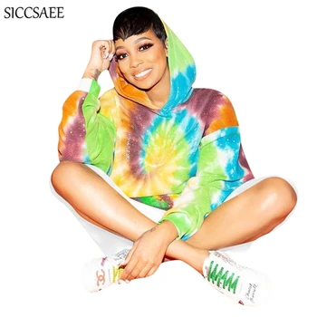 

Streetwear Gradient Color Tie Dye Printed Hoodies For Women Long Sleeve Loose Casual Hoody Sweatshirt Moleton Feminino Pullover