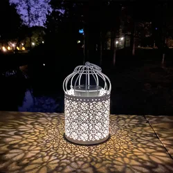 Lanterne solaire suspendue en fer forgé, imperméable, rétro, éclairage d'extérieur, luminaire décoratif de paysage, idéal pour un jardin 