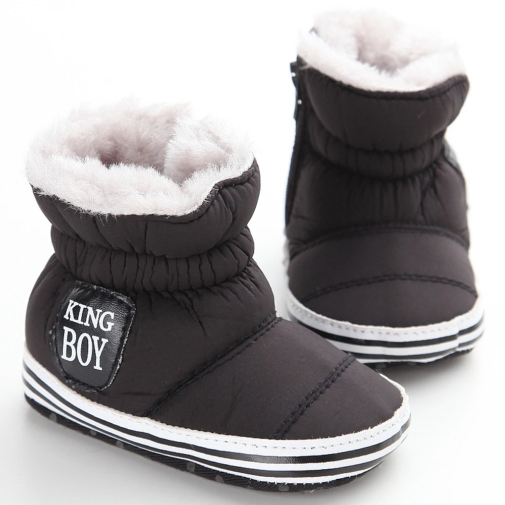 Детские ботинки зимние теплые Детские парусиновые Детские теплые ботинки обувь для мальчиков Плюшевые ботинки на молнии для малышей нескользящая обувь 0-18 месяцев