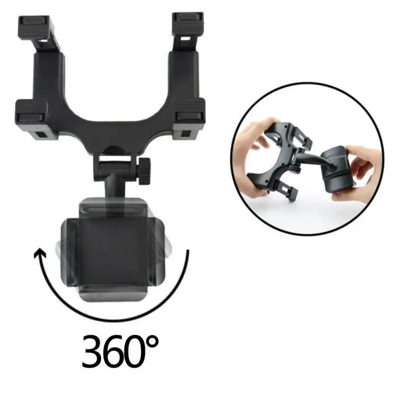 Adjustable 360 Degree Car Rearview Mirror Car Auto Rearview Mirror Mount Cell Phone Holder Bracket Stands For Smart Phone GPS