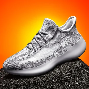 

2020 New Fashion Mesh Comfortable Men Sport Shoes Lightweight Lace-up Casual Shoes Couple Lighted Outdoor Walking Men Sneakers