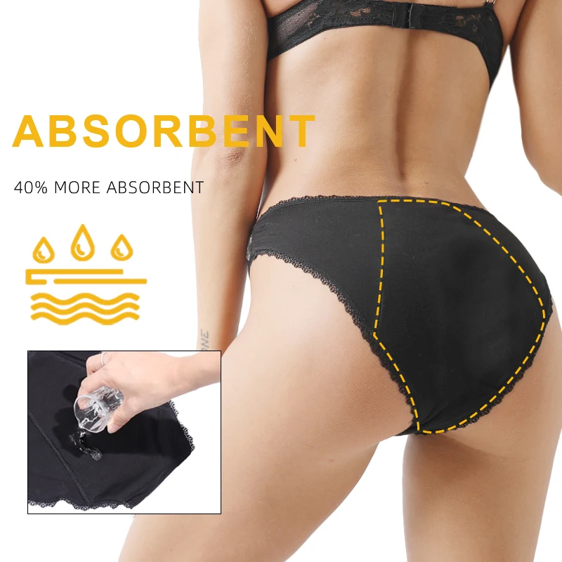 Heavy Flow Menstrual Panties Sexy Lace Leakproof Women Underwear Breathable Fast Absorption Briefs Comfort Girl Period Panties 3