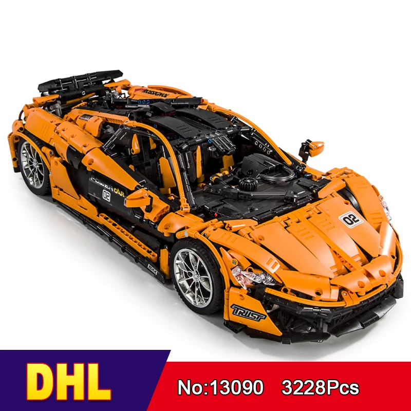 

DHL 13090 3228Pcs Technic Series P1 Orange Racing Car Set Model Building Blocks Power Motor Function 20087