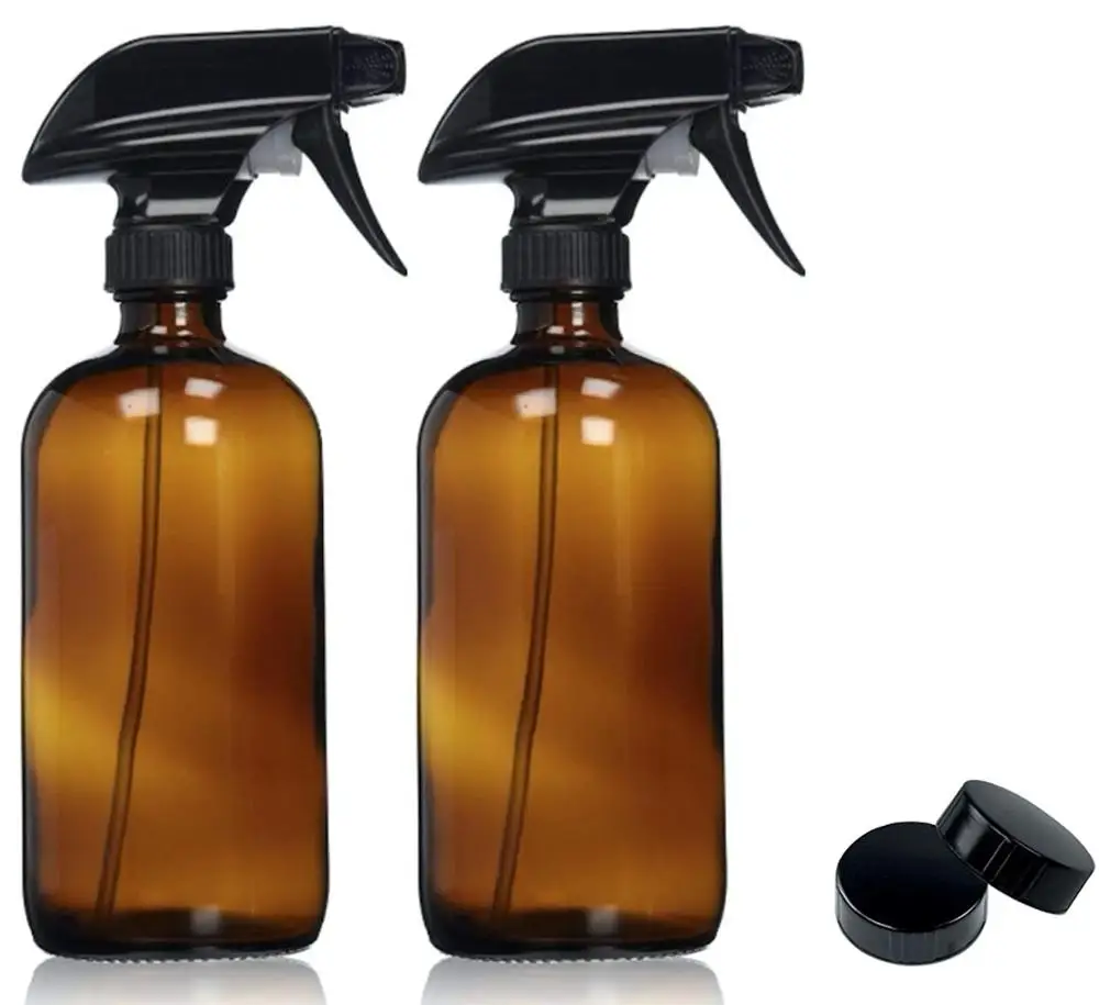 Free Shipping 2 Pack 500ml Empty Amber Glass Spray Bottles 16oz Refillable Container for Essential Oils Cleaning Aromatherapy | Красота и